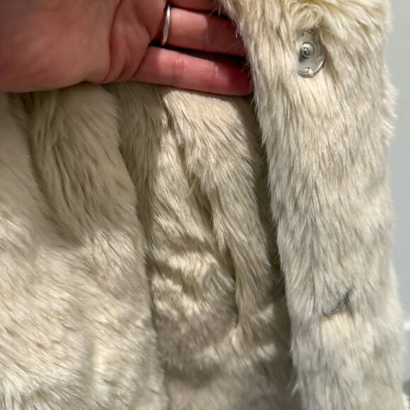 MADEWELL Stagedoor Faux Fur Coat White Jacket Sz M - Picture 6 of 6